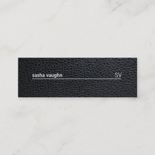 Simple White Line / Leather Mini Business Card (Front)