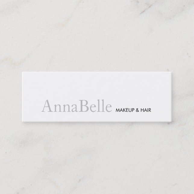 Simple White Makeup and hair Stylist Beauty Salon Mini Business Card (Front)
