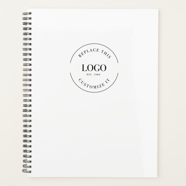 Simple White Minimal Custom Logo Branded QR code Planner (Front)