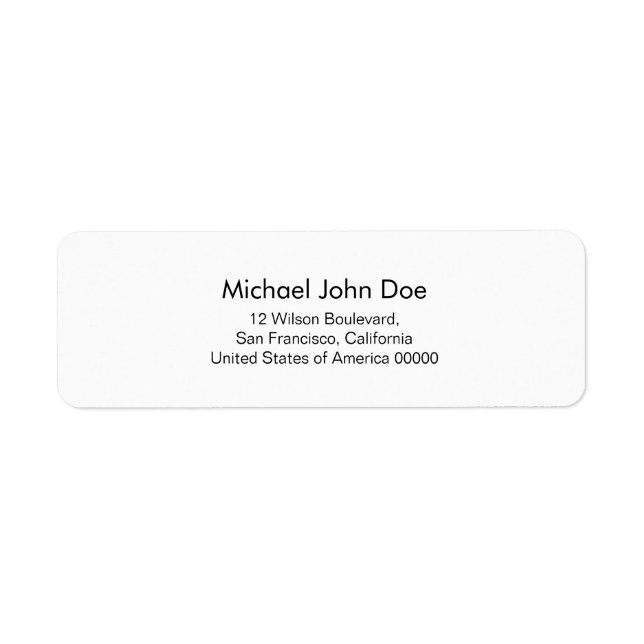 Simple White Minimalist Address Label (Front)