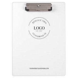 Simple White Minimalist Custom Logo Branded Clipboard