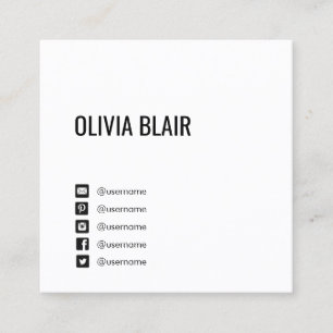 Simple White Modern Minimalistic Social Media Square Business Card