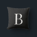 Simple White Monogram Black  Outdoor Pillow<br><div class="desc">White Monogram  Black background Outdoor Pillow.</div>