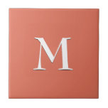 Simple White MONOGRAM on Terracotta Tile<br><div class="desc">Simple,  elegant TERRA COTTA ceramic tile with optional,  customizable monogram. Designed to coordinate with music notes version. Delete monogram for plain tile. Available in other colours and with matching items.</div>