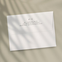 Simple White Monogram Return Address on Back Flap