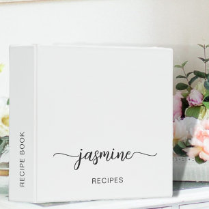 Simple White Monogram Script Cookbook Recipe Binder