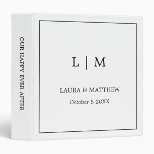 Simple White Monogram Wedding Photo Album Binder