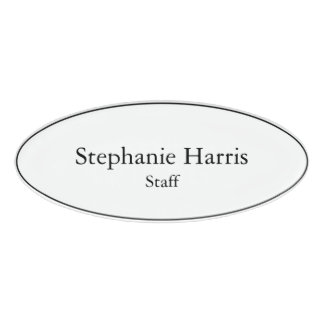Simple white name tags oval