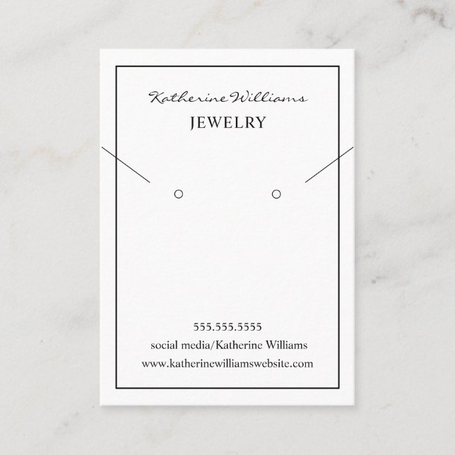 Simple White  Necklace & Earring  Display Card (Front)