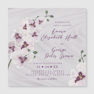 Simple white orchid floral wedding invitation Card
