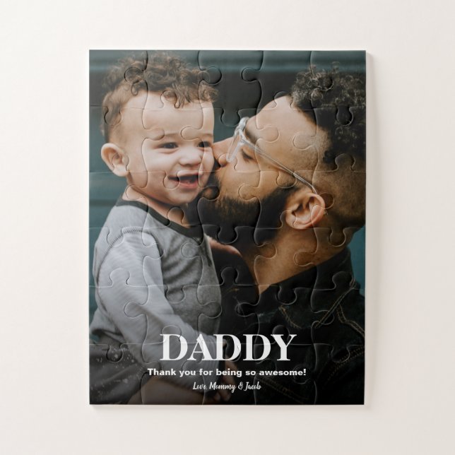 Simple White Overlay Type Daddy Photo  Jigsaw Puzzle (Vertical)