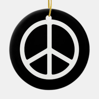 Simple White Peace Sign Ornament