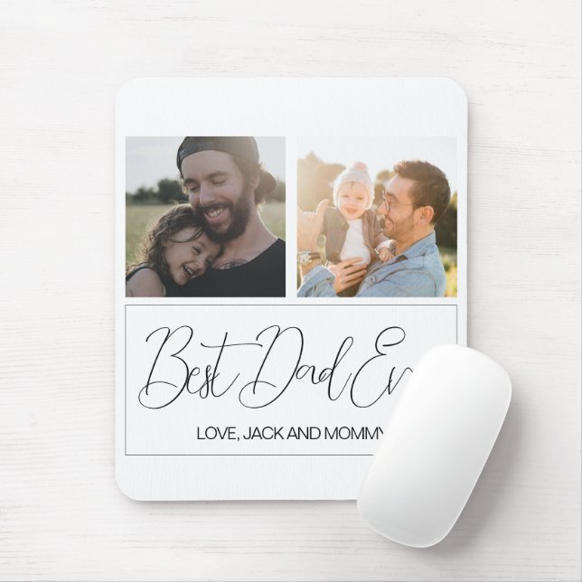 Simple White Photo Collage Fathers Day Mouse Pad (With Mouse)