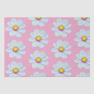 Simple White & Pink Painted Floral Tissue Paper