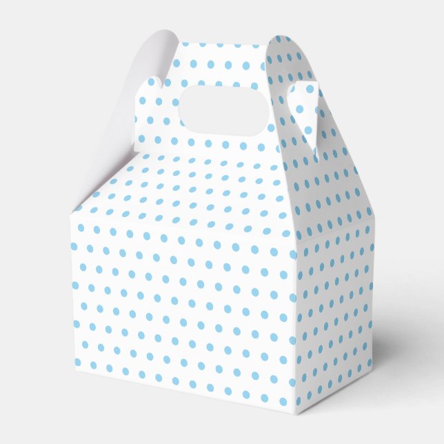 Simple White Polkadots Pattern On Baby Blue Favor Box (Front Side)