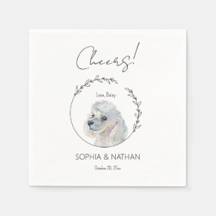 Simple White Poodle Dog Wedding Cocktail  Napkin
