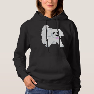Simple White Poodle Puppy Pink Hoodie