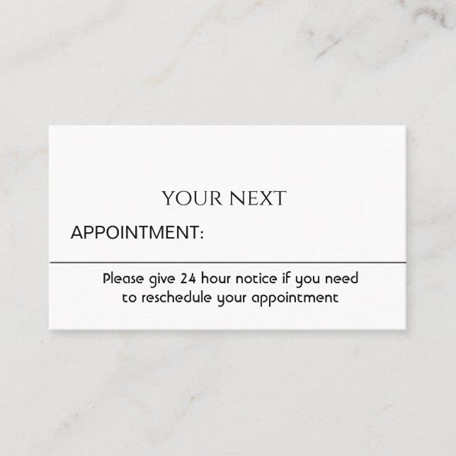 Simple White Professional Appointment Reminder Card (Front)
