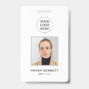 Simple White Professional Employee Office Photo ID Badge