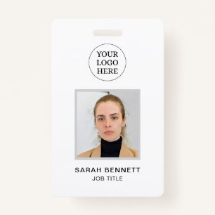 Simple White Professional Employee Office Photo ID Badge