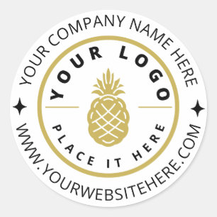 Simple White Promotional Company Name Logo Website Classic Round Sticker