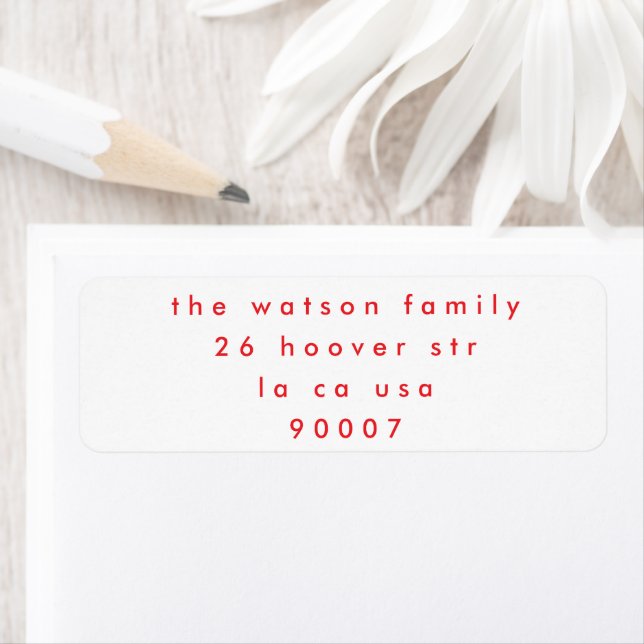 Simple White Red Christmas Holiday Return Address (Insitu)