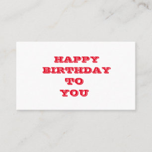 SIMPLE WHITE RED  happy birth day CARD