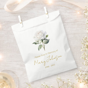 Simple White rose Seed packet Funeral Favour Bag
