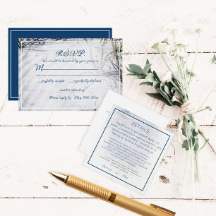 Simple White Sand Beach Wedding RSVP Card