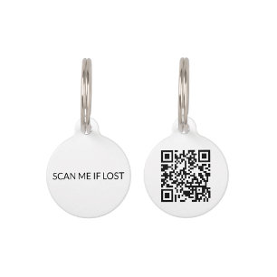 Simple white scannable custom QR Code dog cat Pet Tag