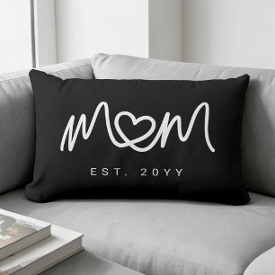 Simple White Script Unique Heart Mom Established Lumbar Pillow