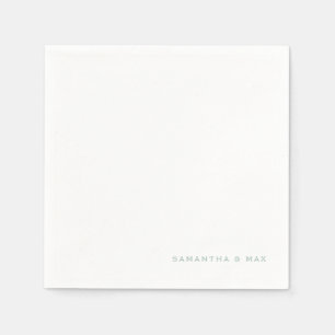 Simple White Seafoam Couple Names Cocktail Napkin