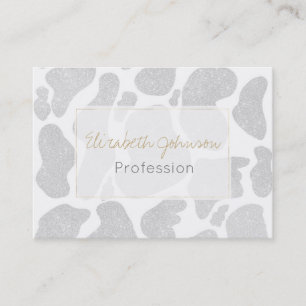 Simple White Silver Large Cow Spots Animal Print Business Card