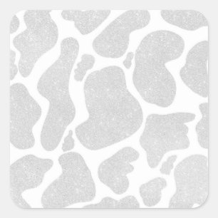 Simple White Silver Large Cow Spots Square Sticker