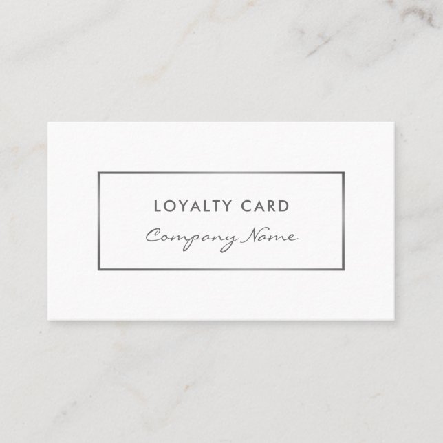 Simple White & Silver, Silver Foil Effect Loyalty Card (Front)