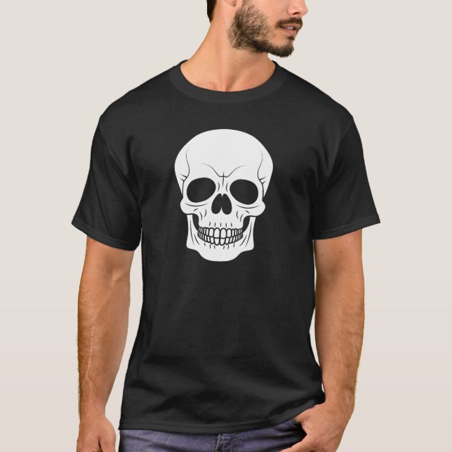 Simple White Skull Head Silhouette Halloween T-Shirt (Front)