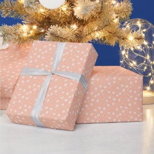 Simple White Snowflakes Orange Christmas Wrapping Paper