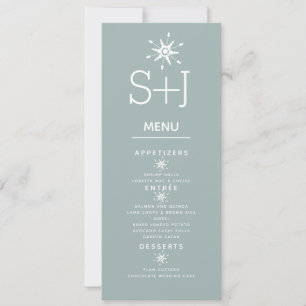 Simple White Snowflakes Wedding Menu
