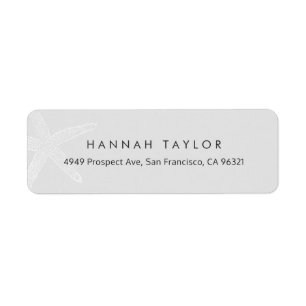 Simple White Starfish on Grey Return Address