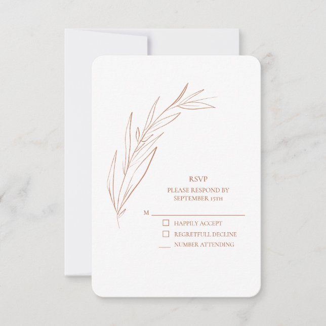 Simple White Terra Cotta Wedding RSVP Card (Front)
