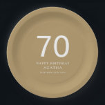Simple White Text 70th Name Gold Birthday Party Paper Plate<br><div class="desc">Simple White Text 70th Name Gold Birthday Party. Simple elegance. Easily personalise the text to your own requirements.</div>
