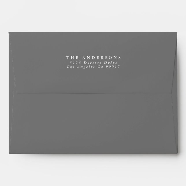Simple White Text and Grey Modern Envelope (Back (Top Flap))