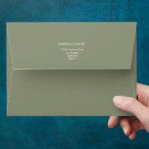 Simple White Text and Sage Green Modern Envelope