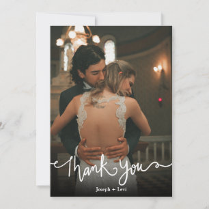 Simple White Text Calligraphy Wedding Thank You
