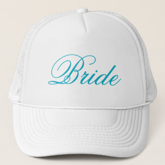 Simple white turquoise Bride hat