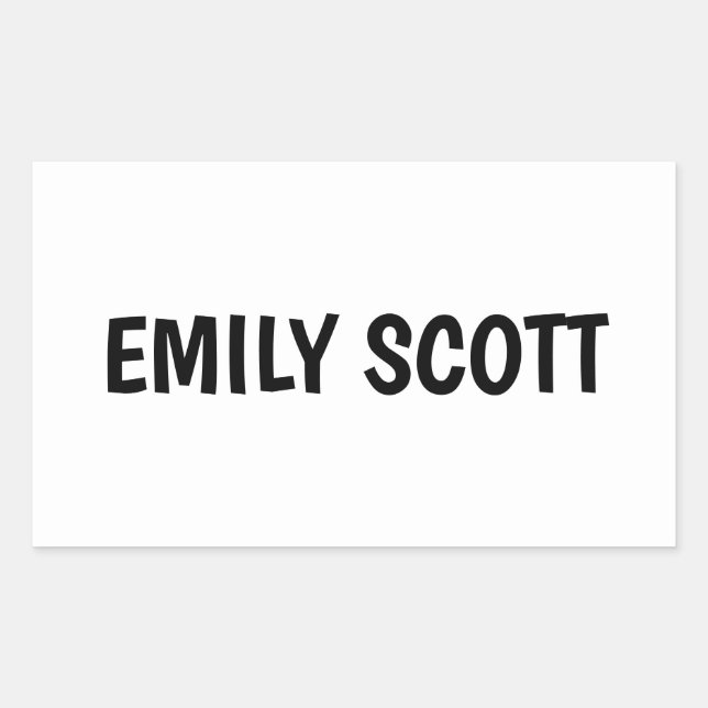 Simple White Waterproof Name Sticker (Front)