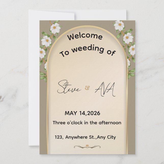 Simple White Wedding Invitation (Front)