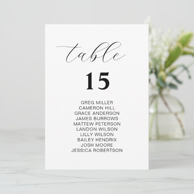 Simple White Wedding Seating Charts Cards (Standing Front)
