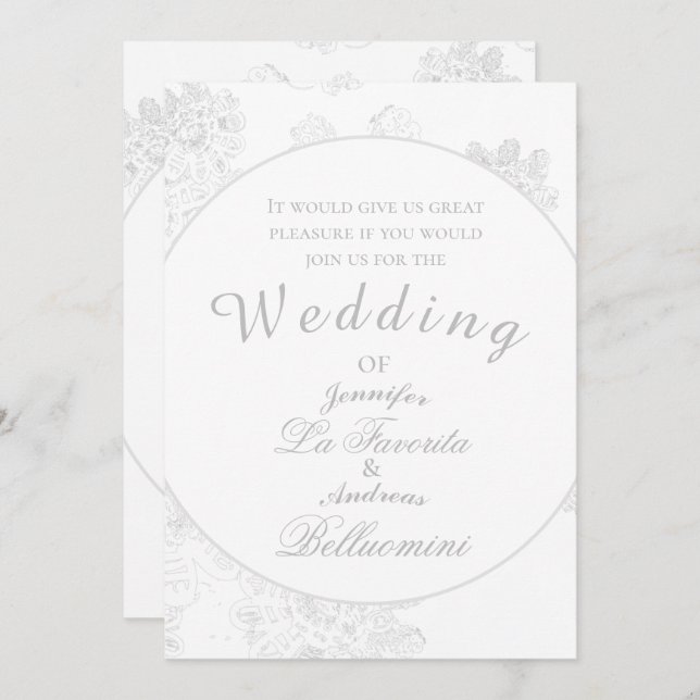 Simple White Winter Floral Wedding Invitation (Devant / Derrière)