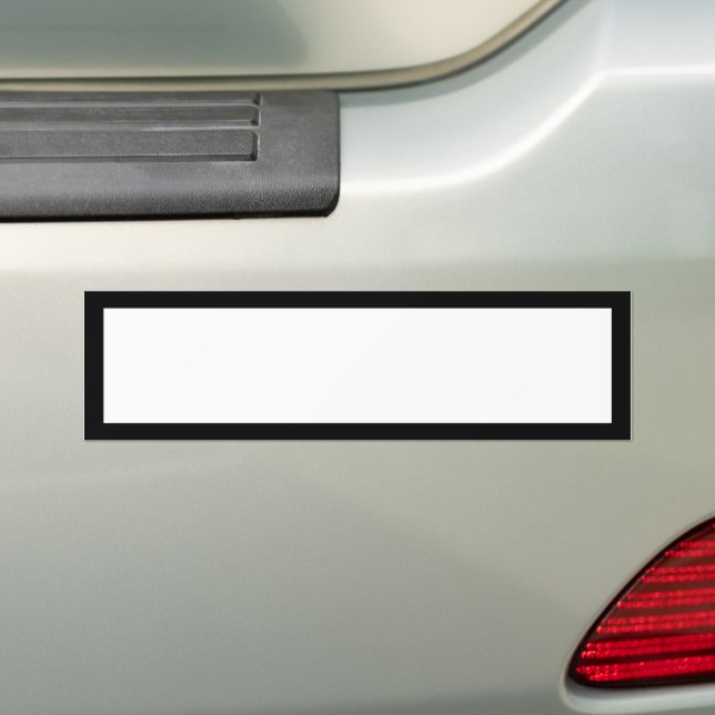 Simple White with Black Border Bumper Sticker (On Car)